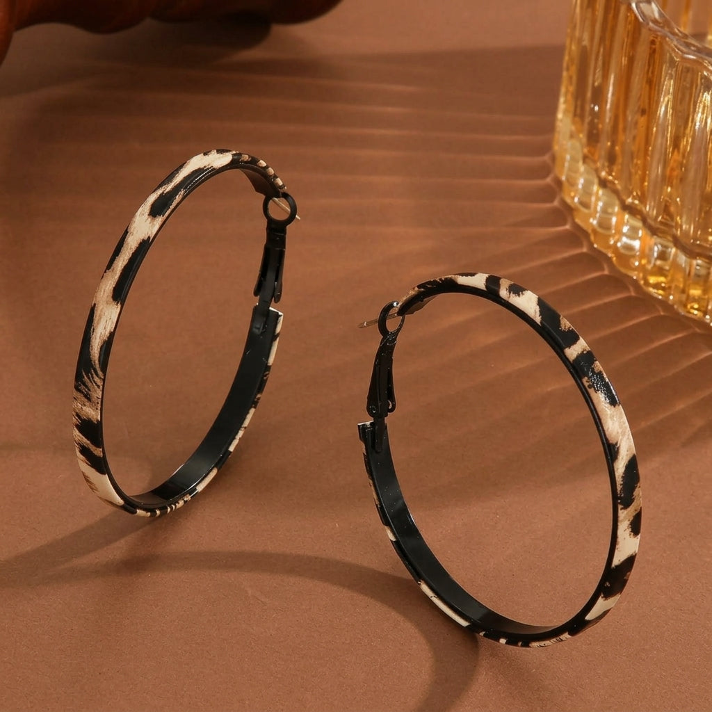 Damen Creolen mit Leopardenmuster