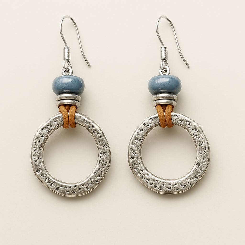 Mira – Silberne runde Ohrringe im Boho-Vintage-Look