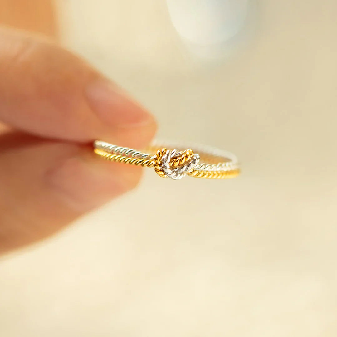 Mutter & Tochter Bond Ring - Ring mit 2 Strängen und Knoten