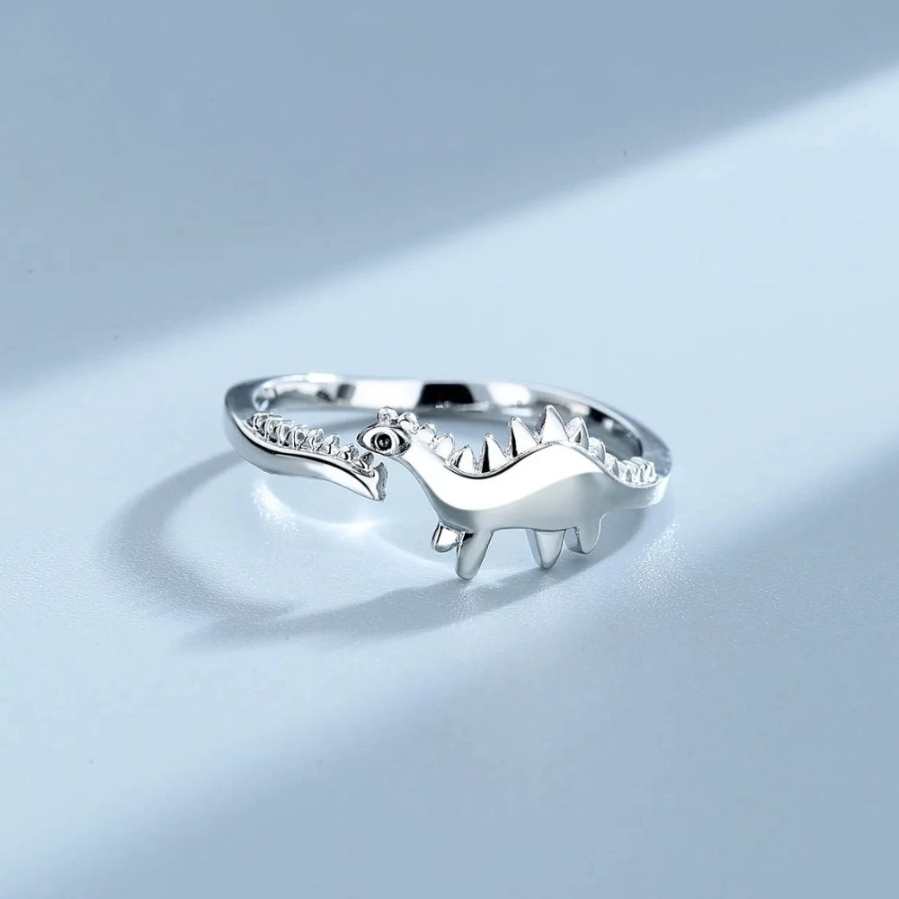 Anpassbarer Dinosaurier Ring mit offenem Design