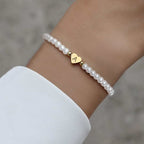 Personalisiertes Initial Perlenarmband - Graviertes Herz Perlenarmband