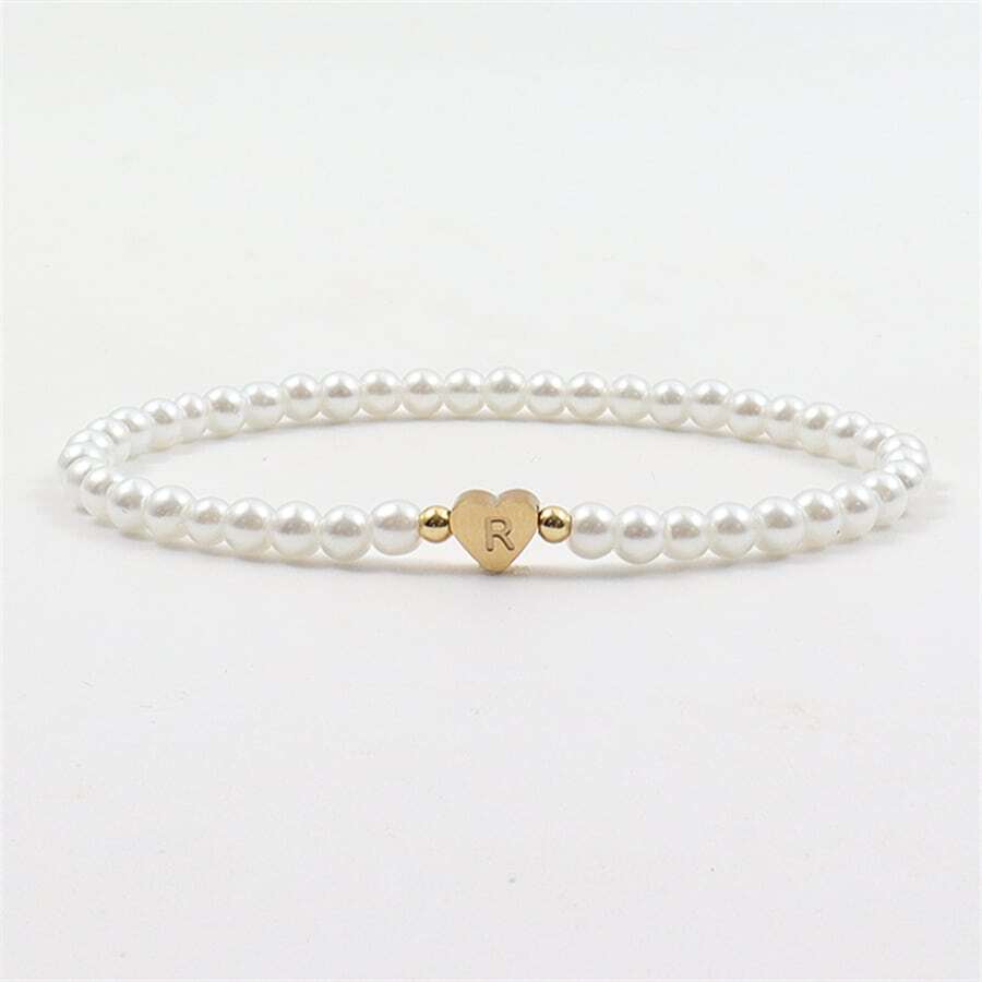 Personalisiertes Initial Perlenarmband - Graviertes Herz Perlenarmband