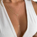 Herz Tropf Halskette - 2 Herzen Gold Tropfen-Halskette