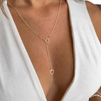 Herz Tropf Halskette - 2 Herzen Gold Tropfen-Halskette