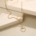 Herz Tropf Halskette - 2 Herzen Gold Tropfen-Halskette