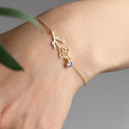 Blumenarmband zum Geburtstag - Armband mit Geburtsstein und Blume