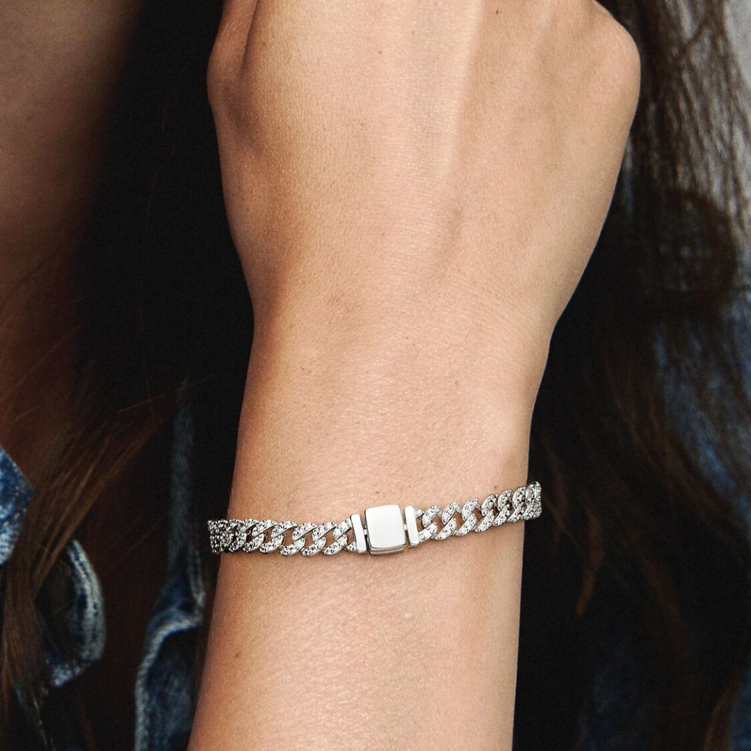 Soraya – Armband Kubanische Kette aus Moissanit Gold 18K