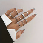 10 Stück modische Ringe - Trendy Mix & Match Ringe
