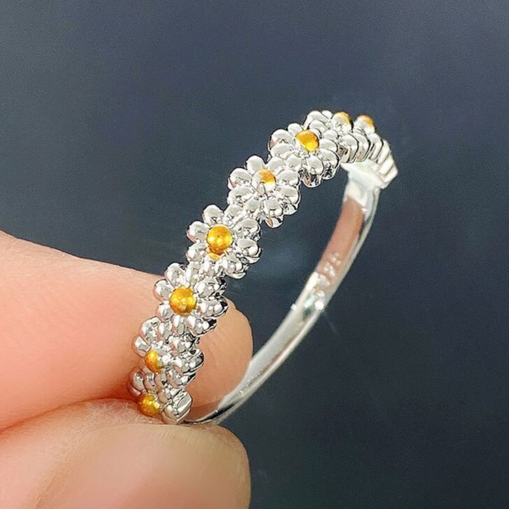 Damen Verstellbarer Blumenring mit Gänseblümchen-Motiv