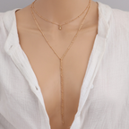 Retro Schlüsselbein Kette - Lange Perlenkette