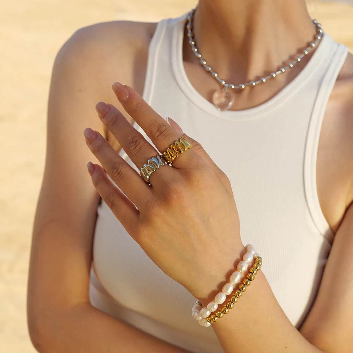 Elena - Wackeliges Herz Goldring
