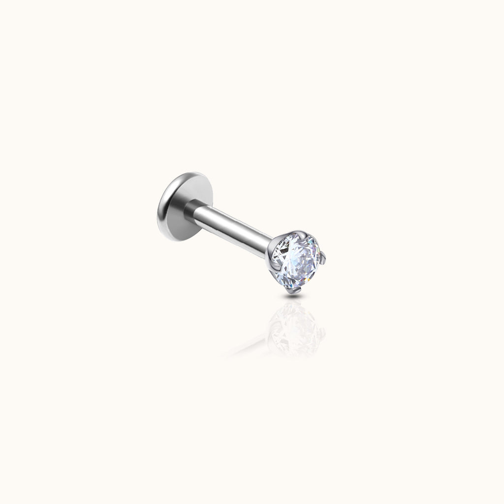 2mm CZ Ohrringe ohne Gewinde mit flachem Rücken