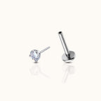 2mm CZ Ohrringe ohne Gewinde mit flachem Rücken