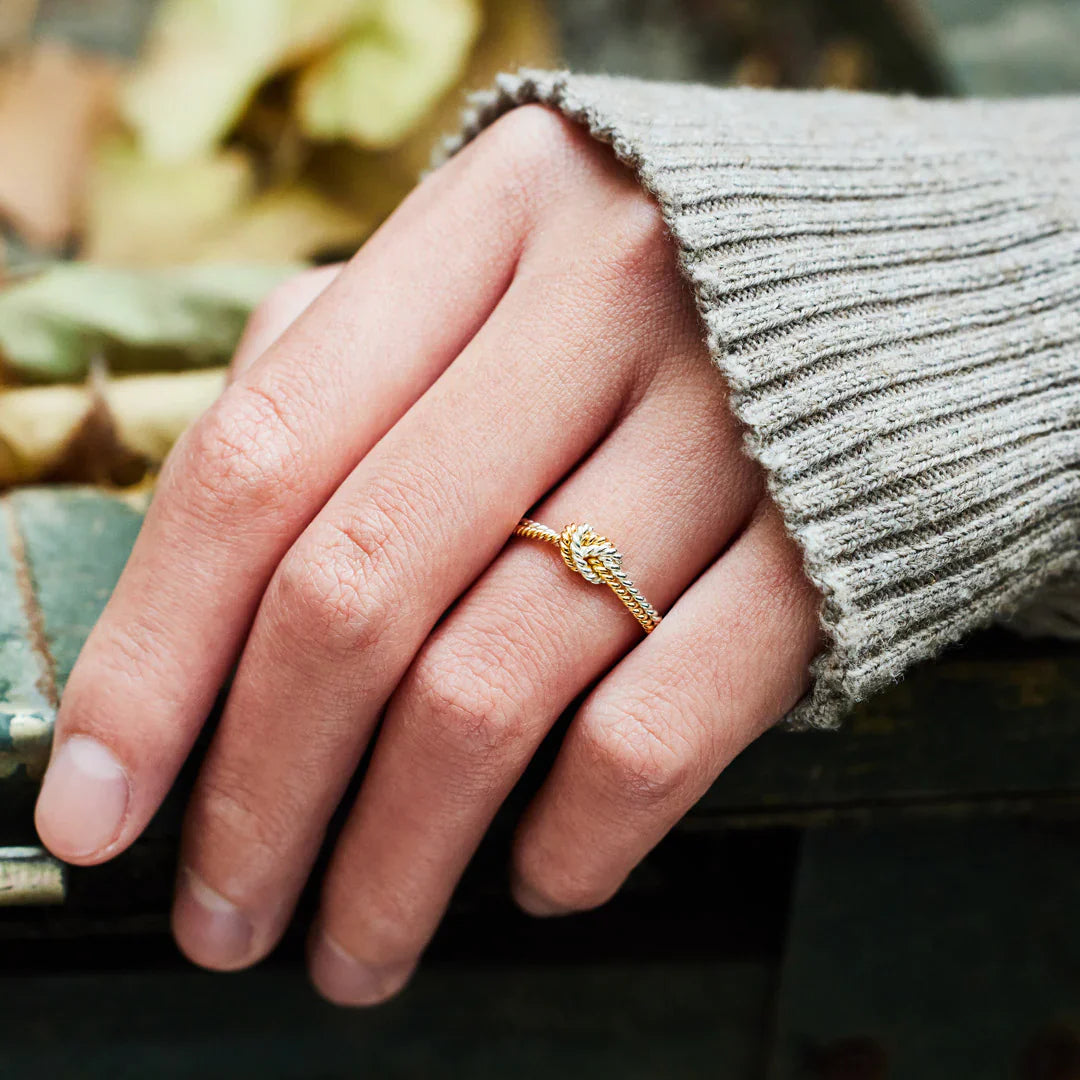Mutter & Tochter Bond Ring - Ring mit 2 Strängen und Knoten