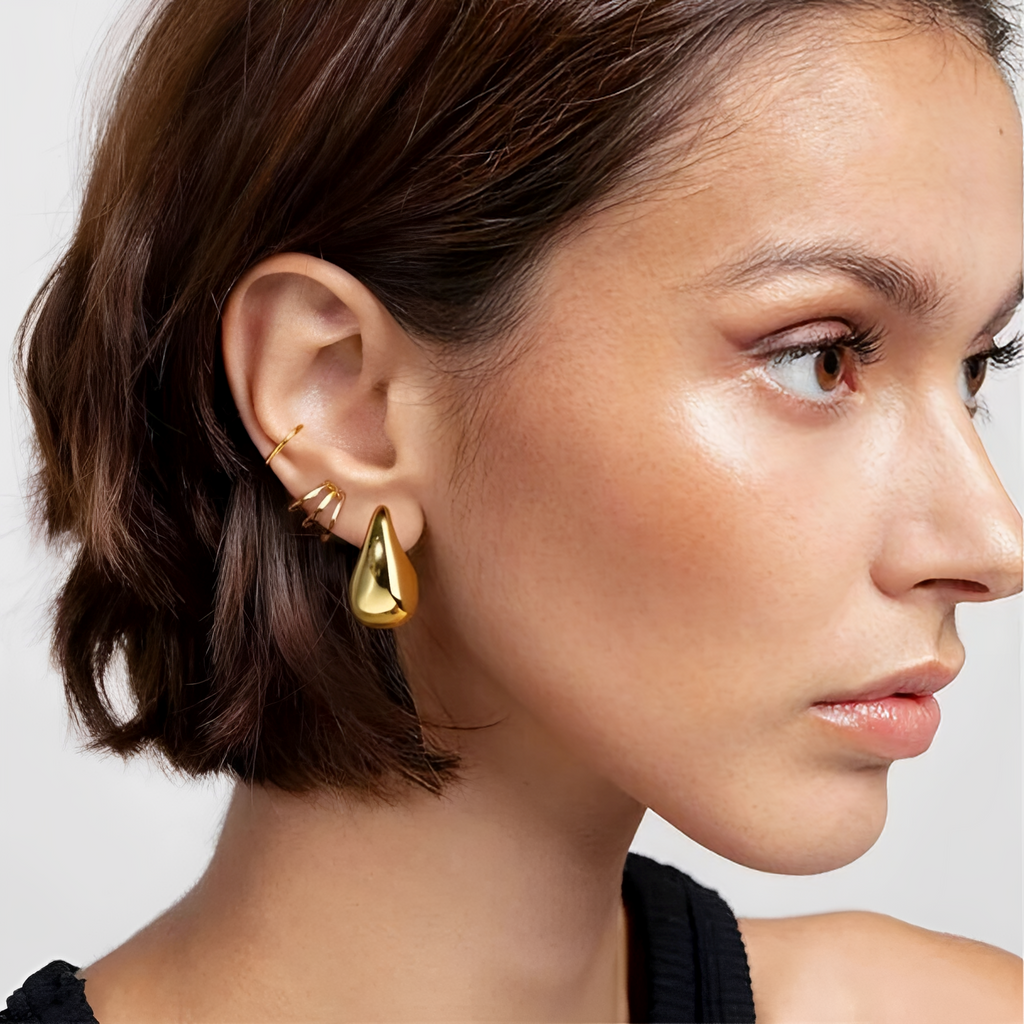 Chunky Waterdrop Ohrringe - Übergroße goldene Ohrstecker