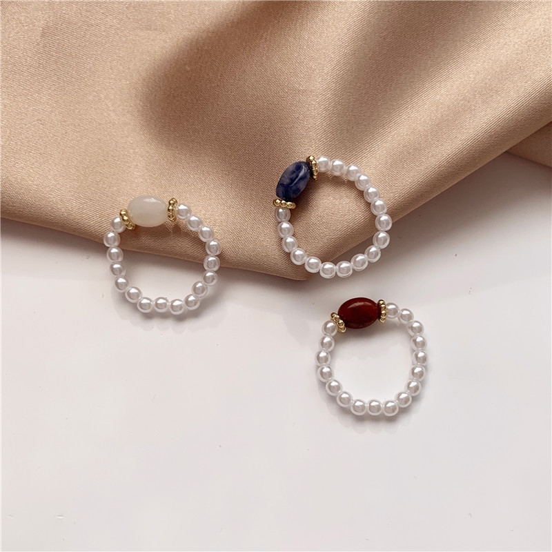 Steinperle - Vintage-Ring mit Perlen