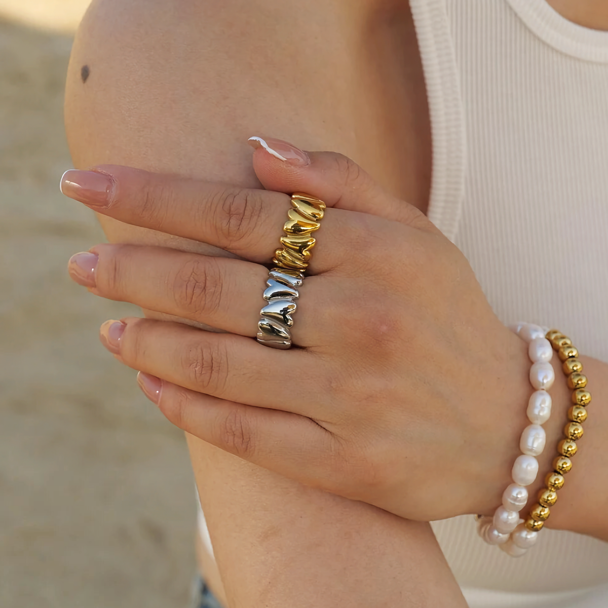 Elena - Wackeliges Herz Goldring