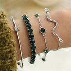 Camille – Set von Stilvollen Armbändern mit Grünen Steinen