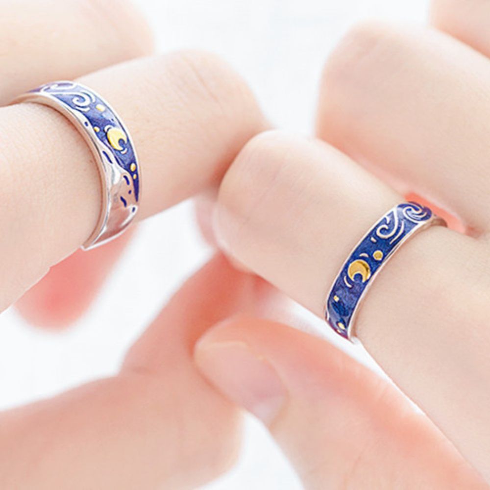Damen Ring Set mit verstellbarem Sternenhimmel (2-teilig)