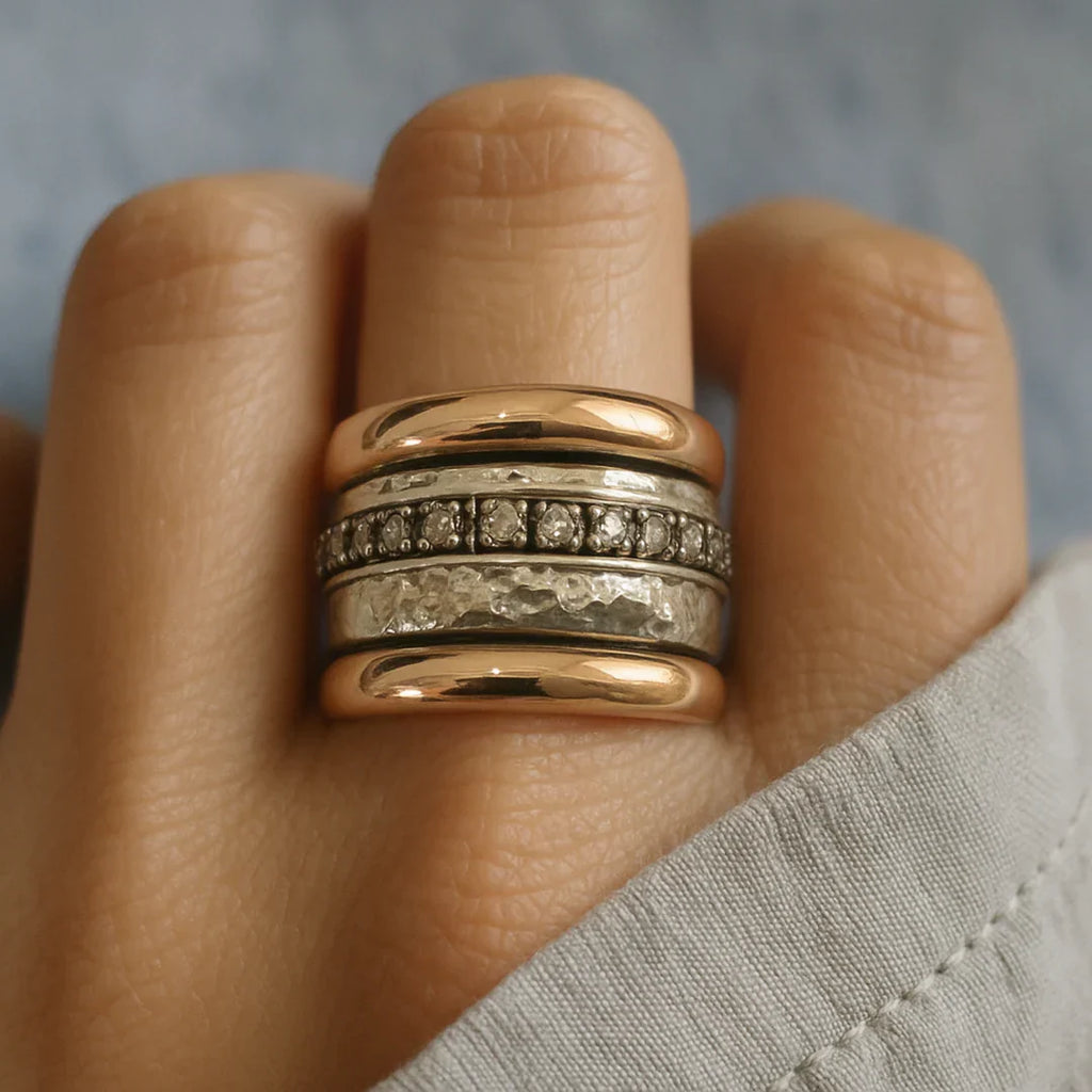 Maellie – Vintage Breiter Ring in Gold und Silber