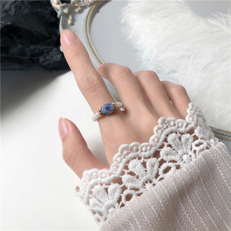 Steinperle - Vintage-Ring mit Perlen