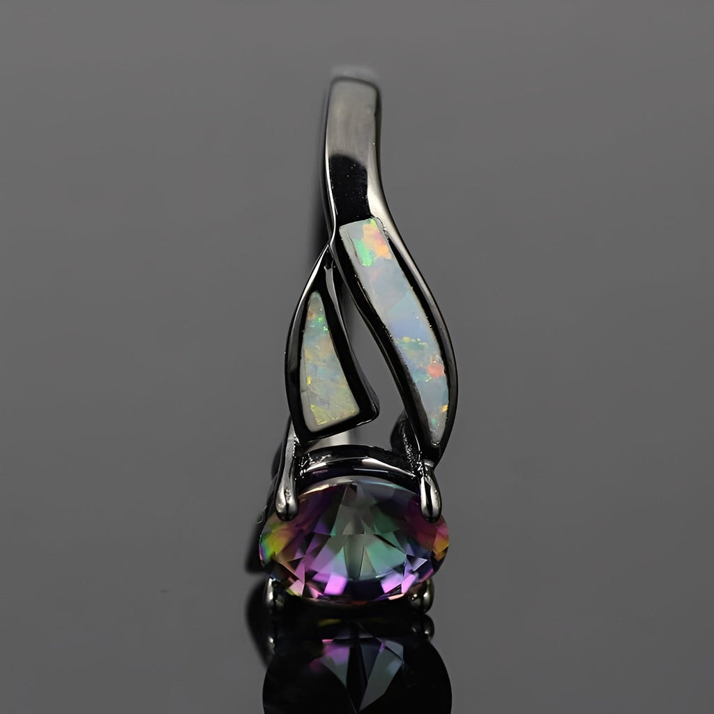 Mirella – Ring mit Regenbogen-Opal und Topas