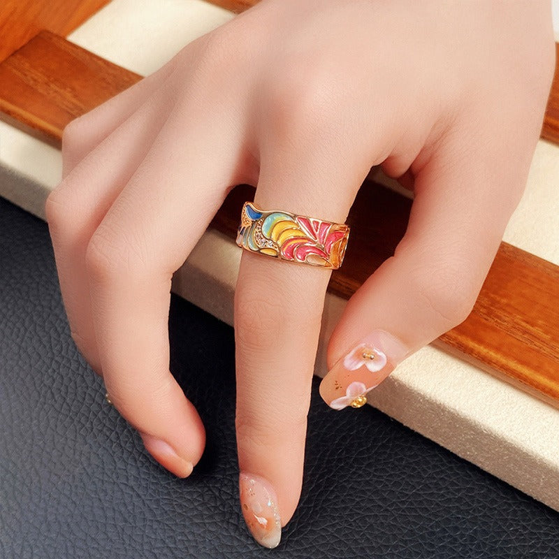Isolde – Ring mit handgemalten Blumenmotiven