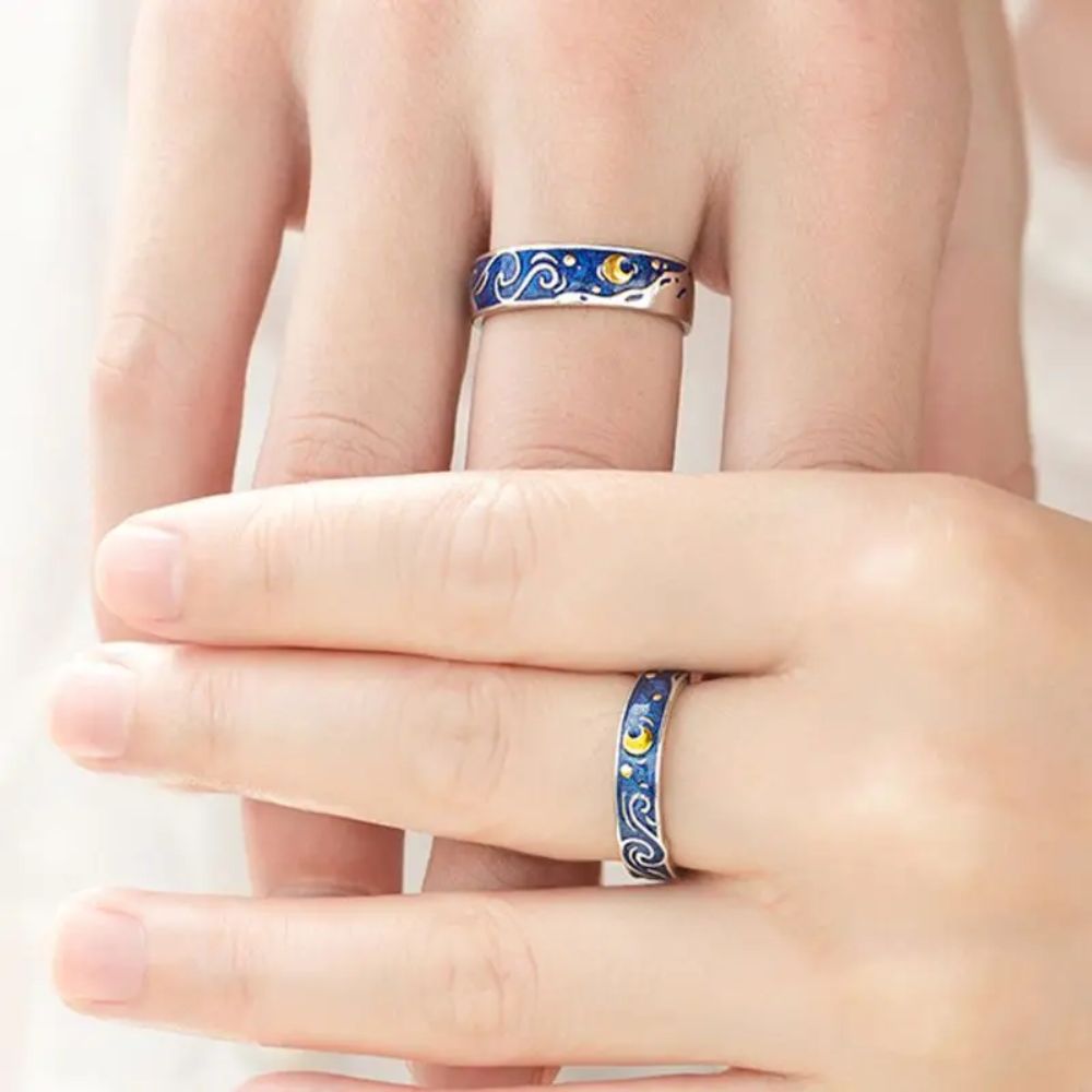Damen Ring Set mit verstellbarem Sternenhimmel (2-teilig)