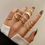 10 Stück modische Ringe - Trendy Mix & Match Ringe