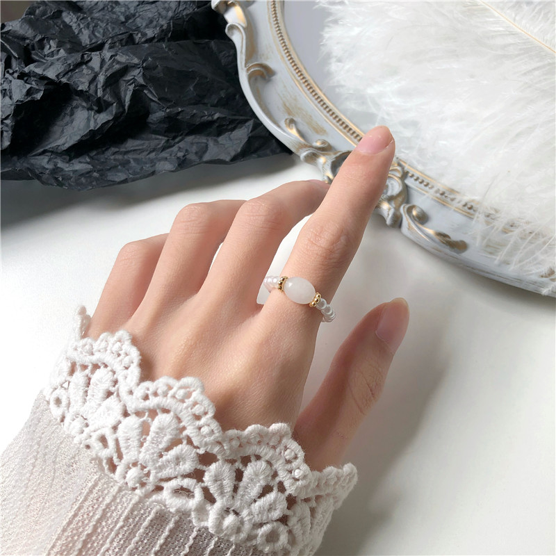 Steinperle - Vintage-Ring mit Perlen
