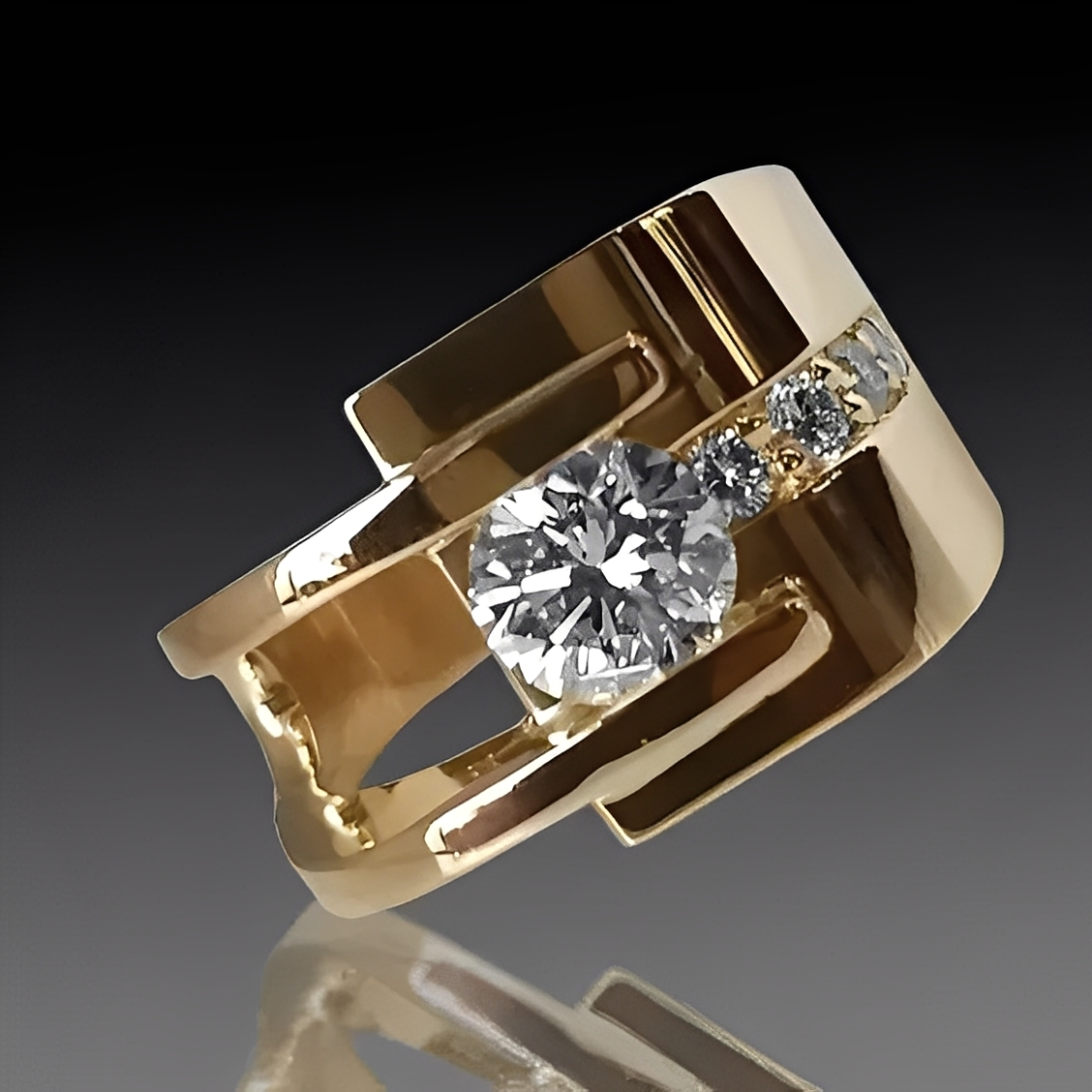 Sharon – Vintage Goldring mit unregelmäßigen Zirkonia