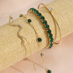 Camille – Set von Stilvollen Armbändern mit Grünen Steinen