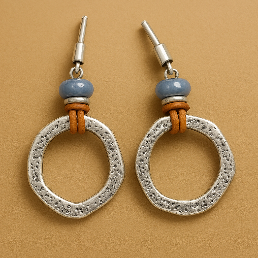 Mira – Silberne runde Ohrringe im Boho-Vintage-Look