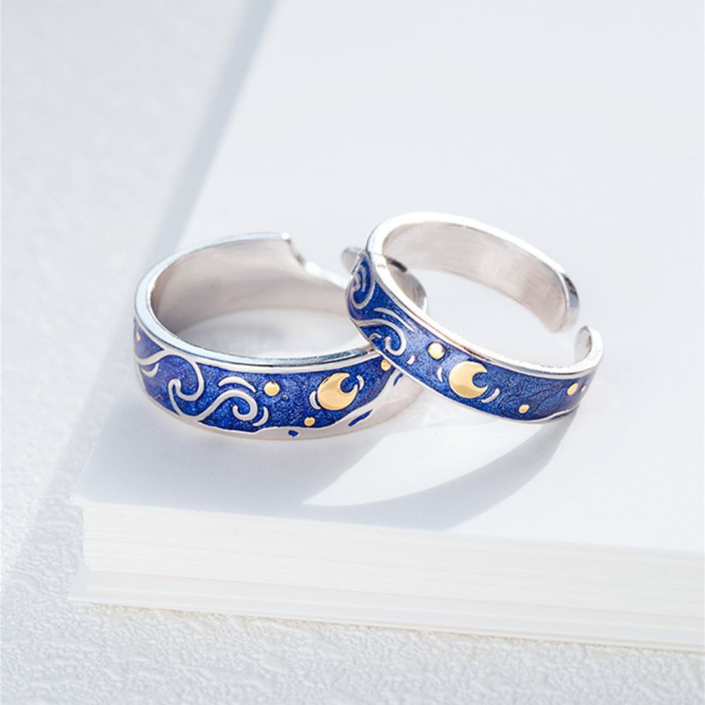 Damen Ring Set mit verstellbarem Sternenhimmel (2-teilig)