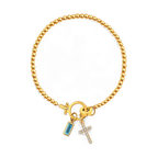 Eli – Geburtsstein-Armband mit Kreuzanhänger