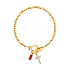 Eli – Geburtsstein-Armband mit Kreuzanhänger