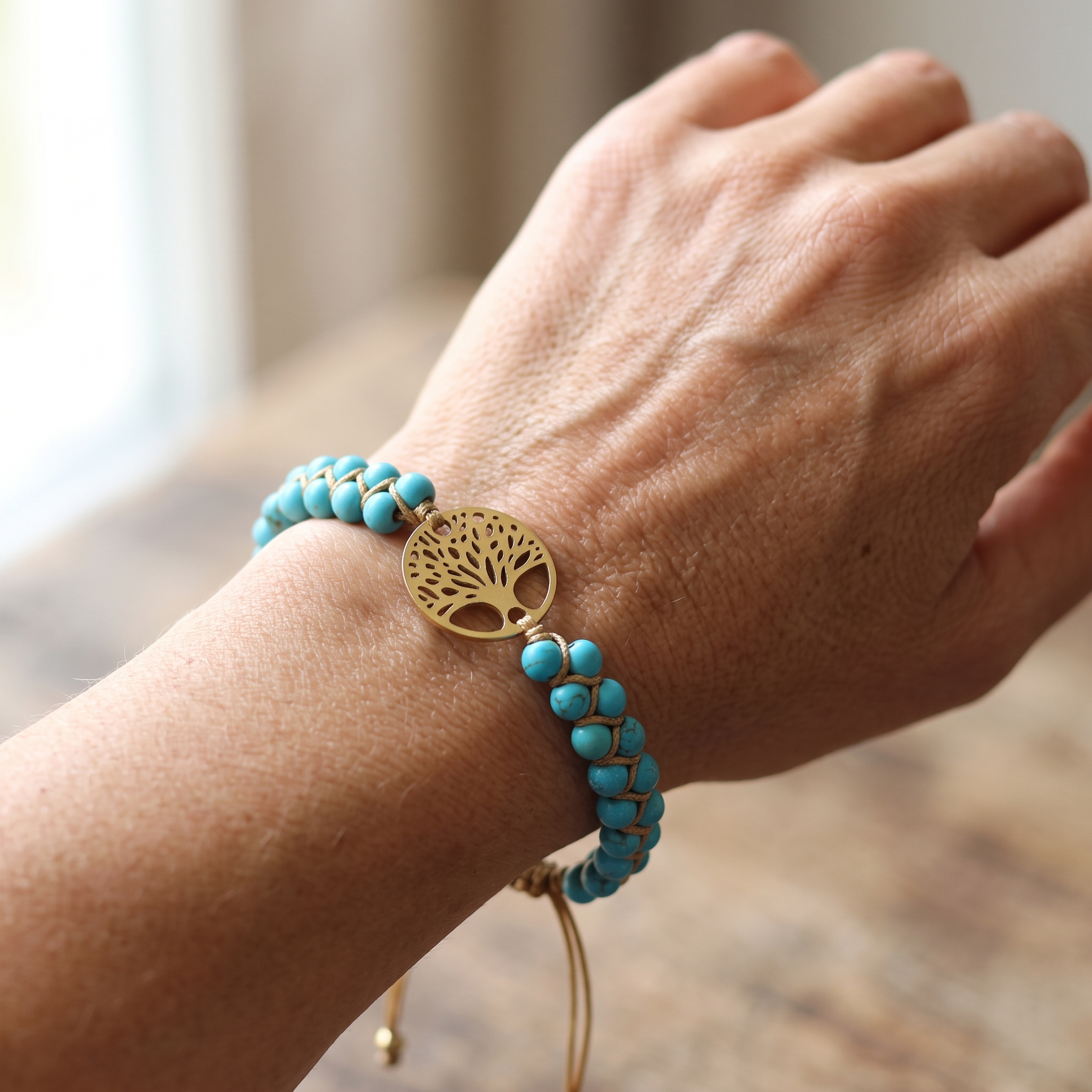 Nahla – Armband Lebensbaum aus Türkis-Stein Handgemacht