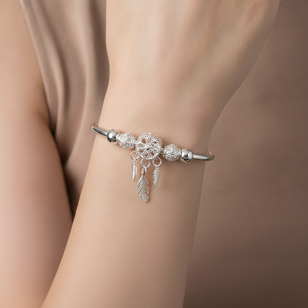 Aiyana – Verstellbares Traumfänger-Armband aus 925er Silber