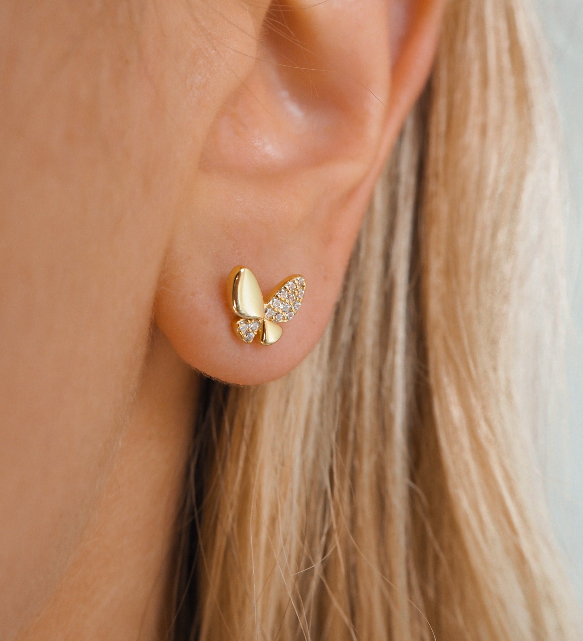 Pave Kristall Schmetterling Ohrstecker
