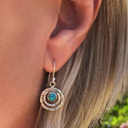 Astrid – Ohrringe Boho Saturn mit Türkis in Silber und Gold