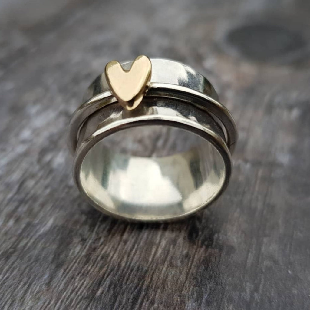 Lanie – Vintage-Ring Goldenes Herz in Silber