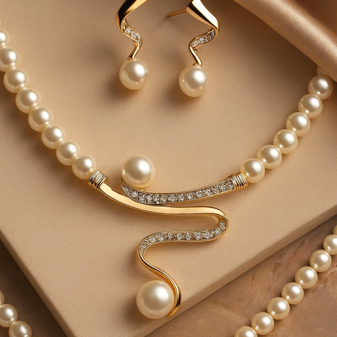 Damen Schmuckset mit Halskette und Ohrringen, 2-teilig