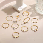 Savana – Set aus 10 Boho-Ringen in Silber- und Goldtönen