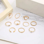 Anne – Set aus 10 Boho-Ringen in Gold und Silber