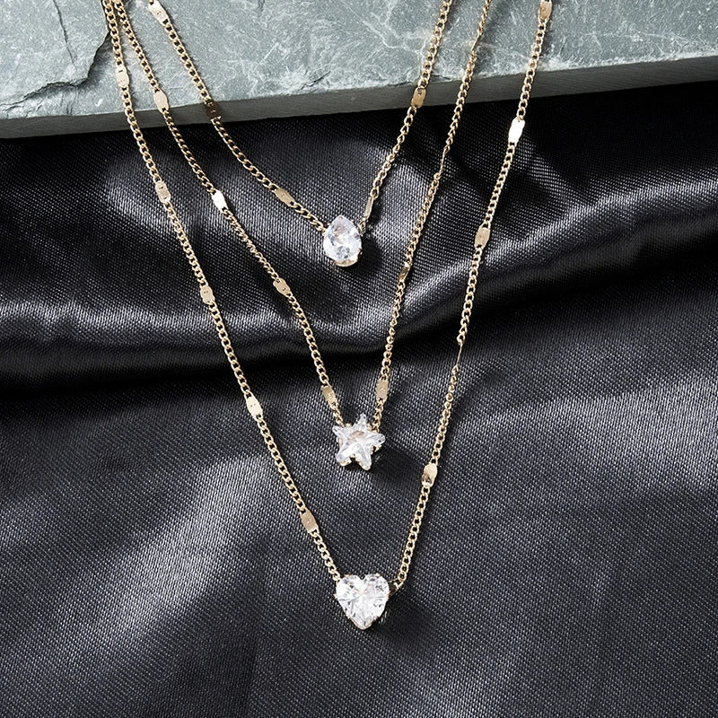 Sally – Goldkette mit drei Zirkonia-Anhängern