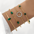 Maelis – Set von Armbändern mit Grünen Kristallen Verziert