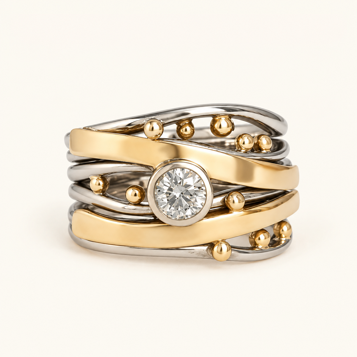Damen-Vintage-Ring mit eingelegten Schmuckstein-Akzenten