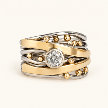 Damen-Vintage-Ring mit eingelegten Schmuckstein-Akzenten