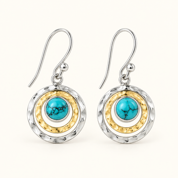 Damen Hängeohrringe mit Rundem Saturn-Design und Dekorativem Stein