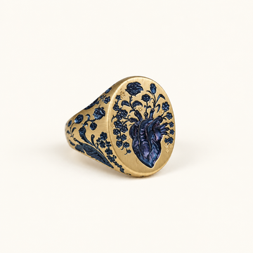 Damen Statement-Ring mit Herzdesign und floralen Akzenten